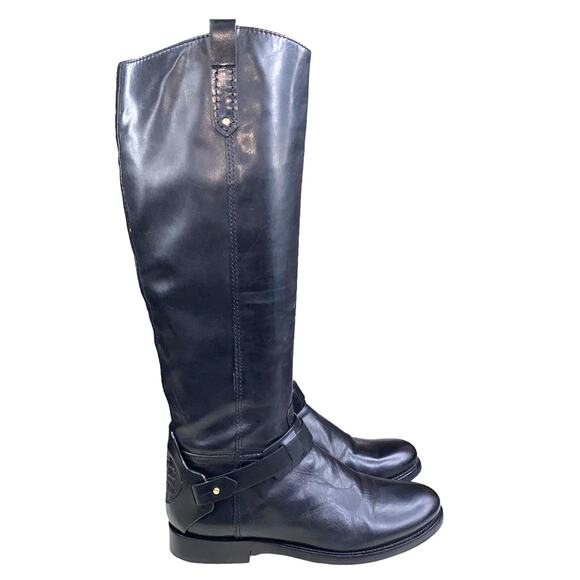 Tory Burch Women’s Derby Black Leather Side Zip Riding Boot Size US 6